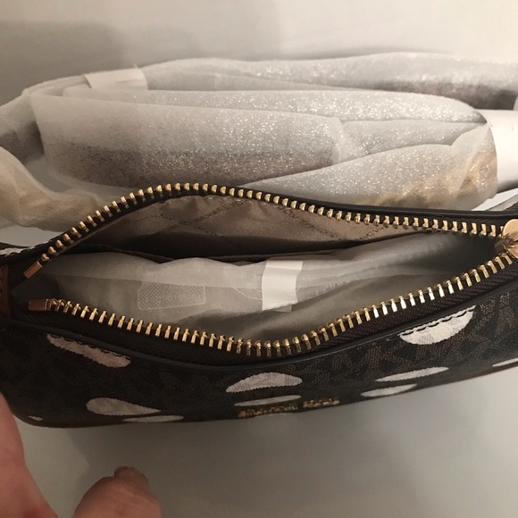 NWT Michael Kors Carmela Small Polka Dot and Signature Logo Pochette Crossbody - Picture 9 of 12